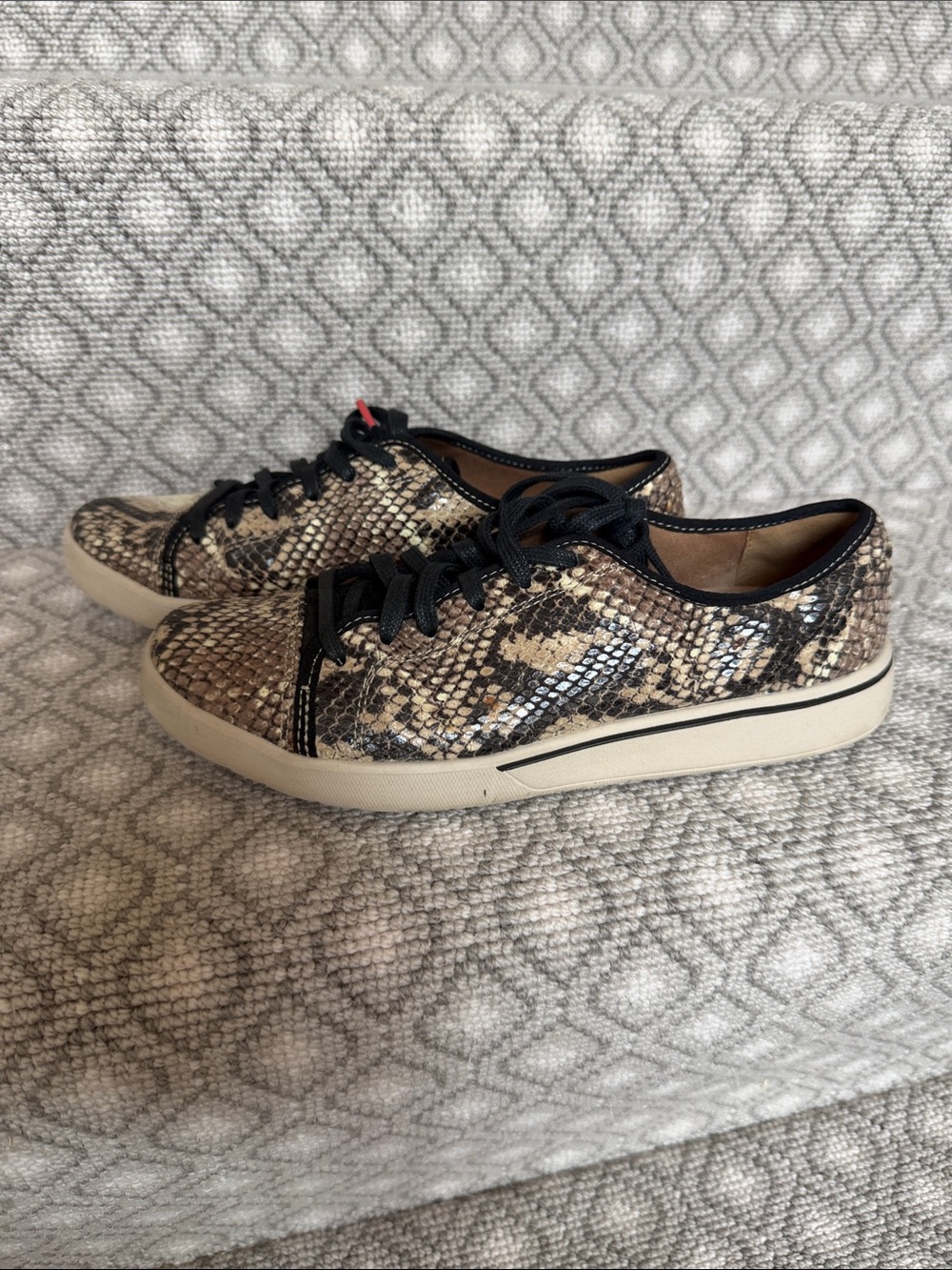 Clarks Women's Snake-Print Sneakers in Beige, Brown & Black
